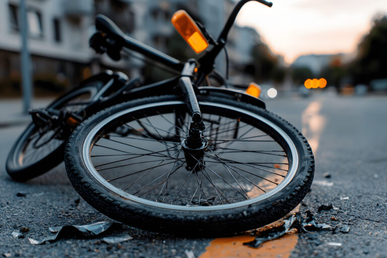 bicycle accident scene, urban transport safety implications dramatized