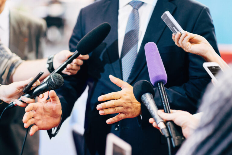 Media interview with politician or business person